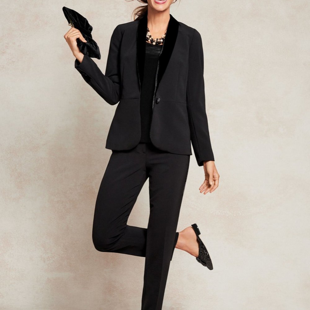 Stretch crepe tuxedo blazer & pants! Both size 8